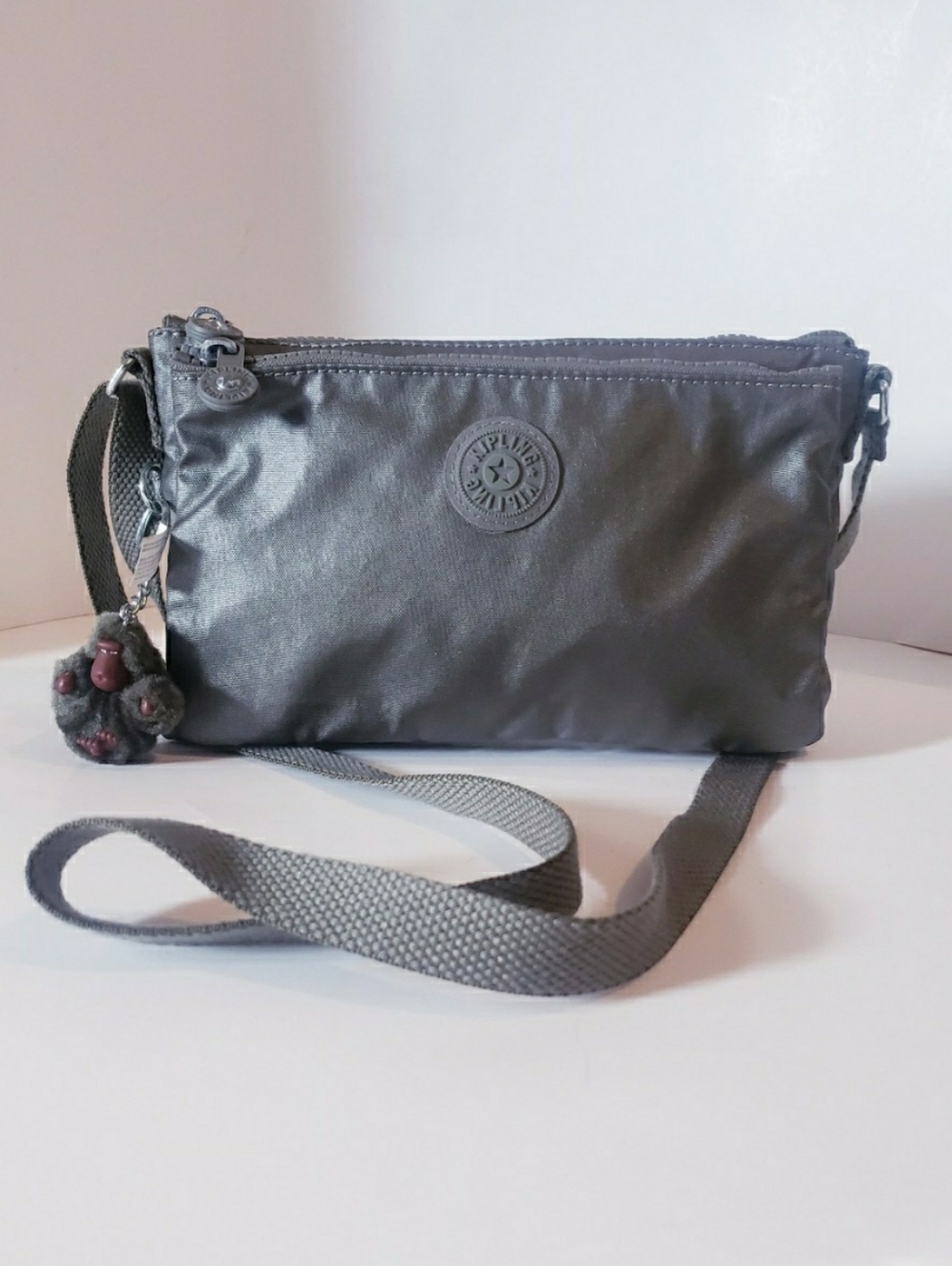 Kipling Desert Green Metallic MikaelaShoulder or Crossbody Bag
